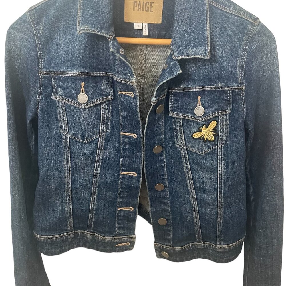 PAIGE Vermont Destructed Denim Jacket Womens Size S One of a Kind Custom design
